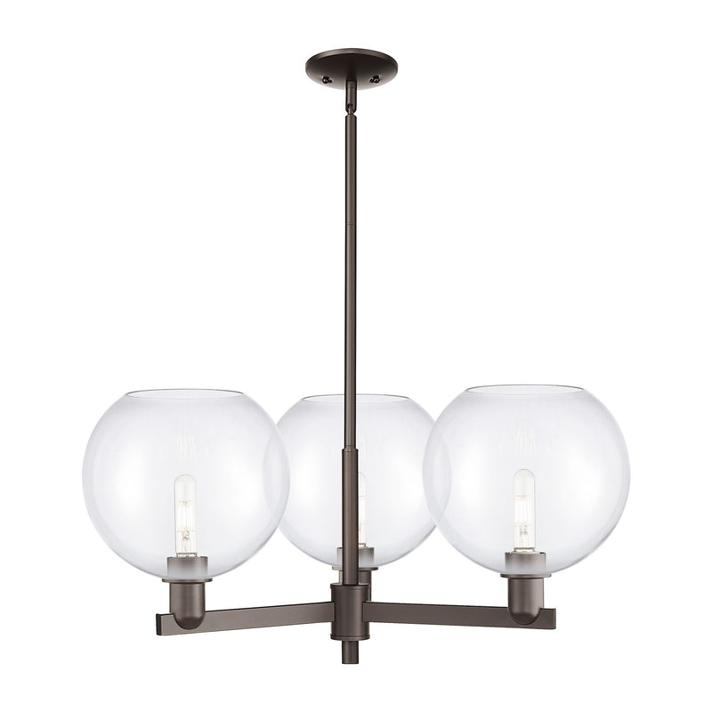 Innovations Athens 32in 3-Light Pendant | Industrial Oil Rubbed Bronze Steel and Clear Glass | Kitchen Island & Dining Room | Model 716-3CR-OB-G122-10
