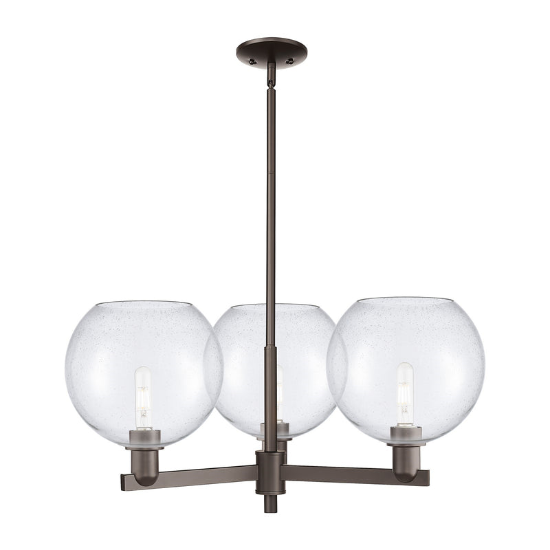 Innovations Athens 32in 3-Light Pendant | Industrial Oil Rubbed Bronze Steel and Seedy Glass | Kitchen Island & Dining Room | Model 716-3CR-OB-G124-10