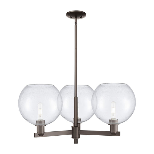 Innovations Athens 32in 3-Light Pendant | Industrial Oil Rubbed Bronze Steel and Seedy Glass | Kitchen Island & Dining Room | Model 716-3CR-OB-G124-10