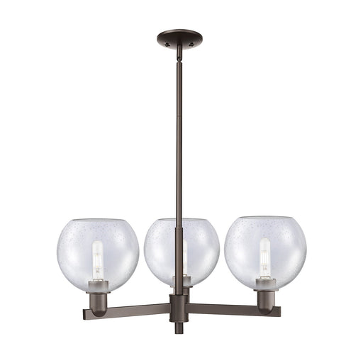 Innovations Athens 30in 3-Light Pendant | Industrial Oil Rubbed Bronze Steel and Seedy Glass | Kitchen Island & Dining Room | Model 716-3CR-OB-G124-8