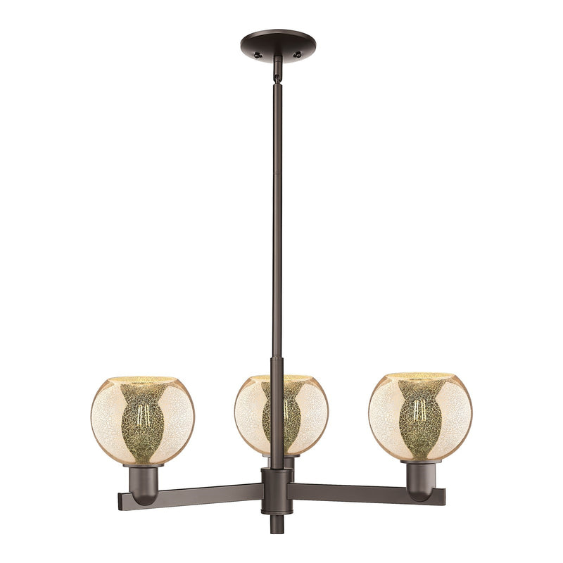 Innovations Athens 28in 3-Light Pendant | Industrial Oil Rubbed Bronze Steel and Mercury Glass | Kitchen Island & Dining Room | Model 716-3CR-OB-G128-6