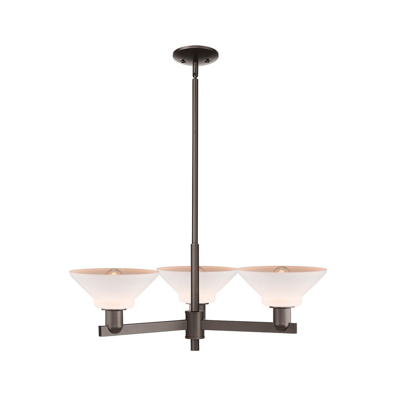 Innovations Orwell 30in 3-Light Pendant | Industrial Oil Rubbed Bronze Steel and Matte White Glass | Kitchen Island & Dining Room | Model 716-3CR-OB-G131