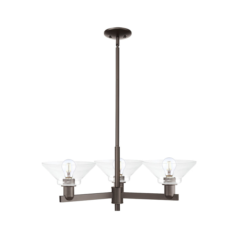 Innovations Orwell 30in 3-Light Pendant | Industrial Oil Rubbed Bronze Steel and Clear Glass | Kitchen Island & Dining Room | Model 716-3CR-OB-G132