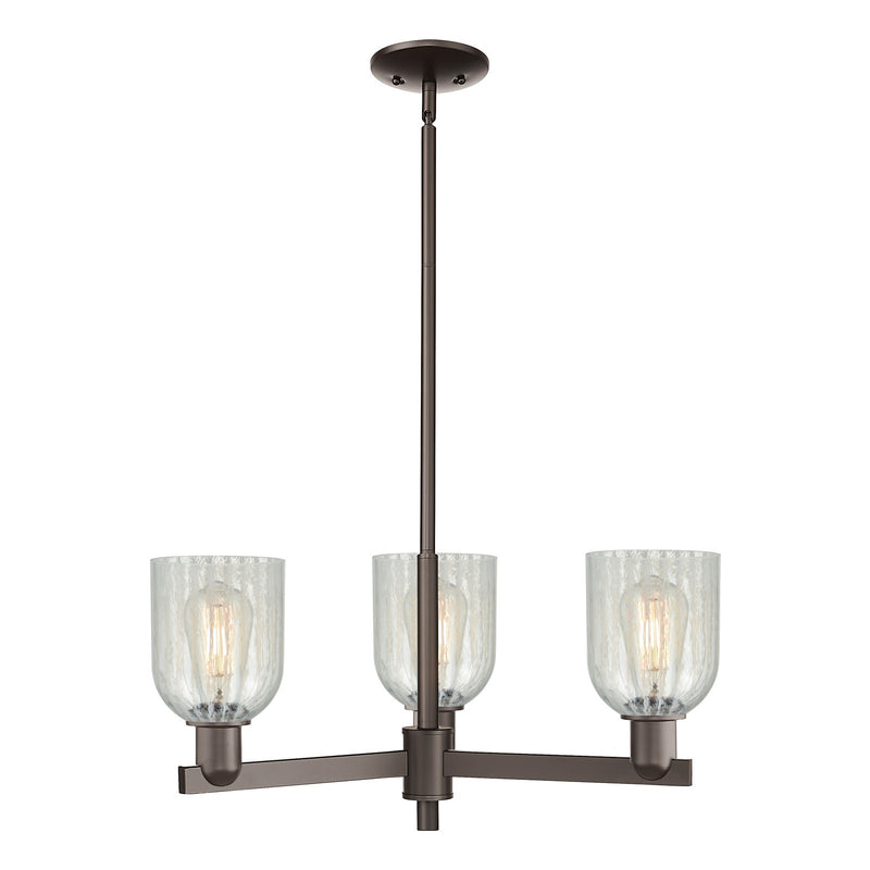 Innovations Caledonia 27in 3-Light Pendant | Industrial Oil Rubbed Bronze Steel and Mouchette Glass | Kitchen Island & Dining | Model 716-3CR-OB-G2511
