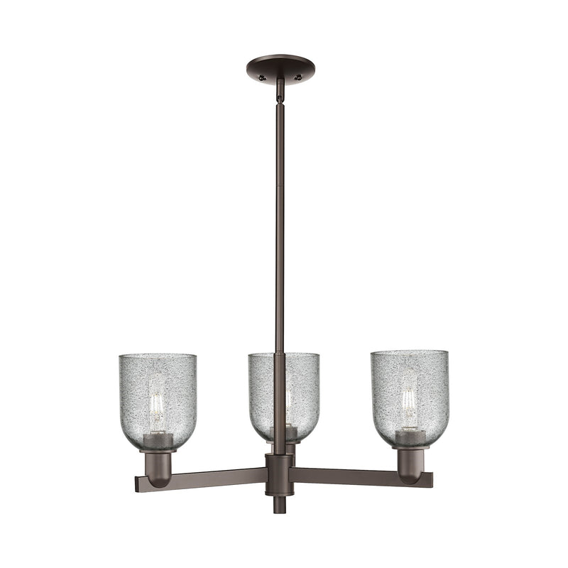Innovations Caledonia 27in 3-Light Pendant | Industrial Oil Rubbed Bronze Steel and Charcoal Glass | Kitchen Island & Dining Room | Model 716-3CR-OB-G257
