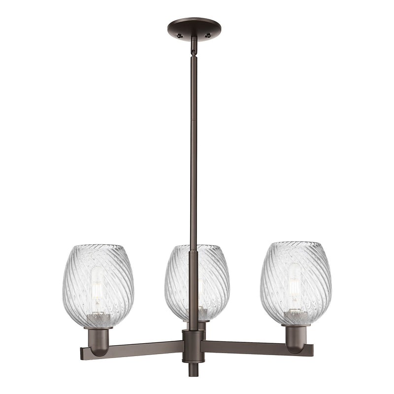Innovations Salina 28in 3-Light Pendant | Industrial Oil Rubbed Bronze Steel and Clear Spiral Fluted Glass | Kitchen Island & | Model 716-3CR-OB-G292