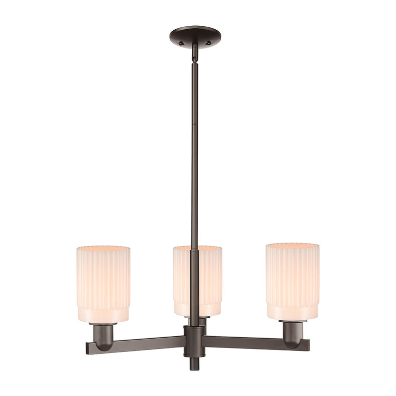 Innovations Hadley 26in 3-Light Pendant | Industrial Oil Rubbed Bronze Steel and Matte White Glass | Kitchen Island & Dining Room | Model 716-3CR-OB-G341