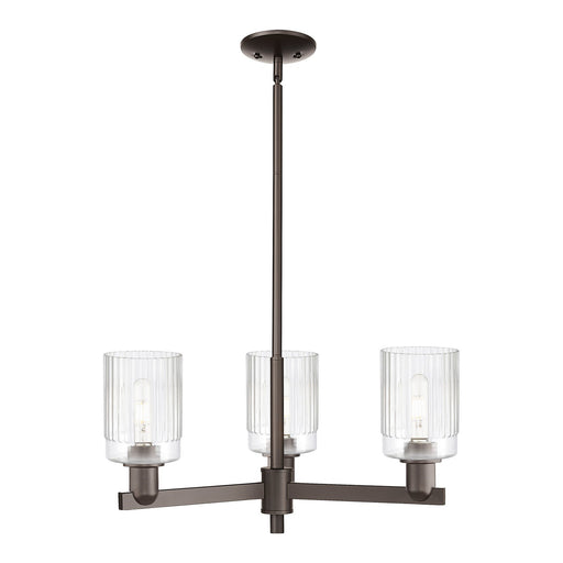Innovations Hadley 26in 3-Light Pendant | Industrial Oil Rubbed Bronze Steel and Clear Ribbed Glass | Kitchen Island & Dining Room | Model 716-3CR-OB-G342