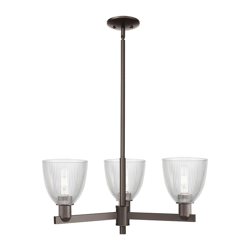 Innovations Castile 28in 3-Light Pendant | Industrial Oil Rubbed Bronze Steel and Clear Glass | Kitchen Island & Dining Room | Model 716-3CR-OB-G382