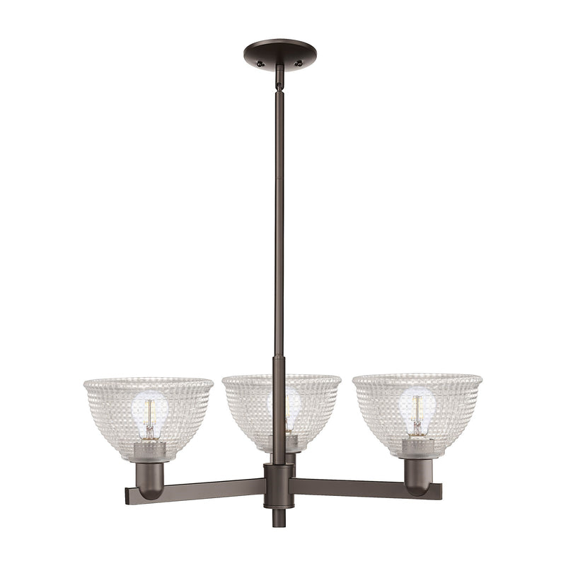 Innovations Arietta 30in 3-Light Pendant | Industrial Oil Rubbed Bronze Steel and Clear Glass | Kitchen Island & Dining Room | Model 716-3CR-OB-G422