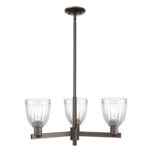 Innovations Brookfield 28in 3-Light Pendant | Industrial Oil Rubbed Bronze Steel and Clear Ribbed Glass | Kitchen Island & Dining | Model 716-3CR-OB-G442
