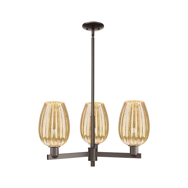Innovations Preston Flute 28in 3-Light Pendant | Industrial Oil Rubbed Bronze Steel and Mercury Cone Glass | Kitchen Island & | Model 716-3CR-OB-G457-6ME