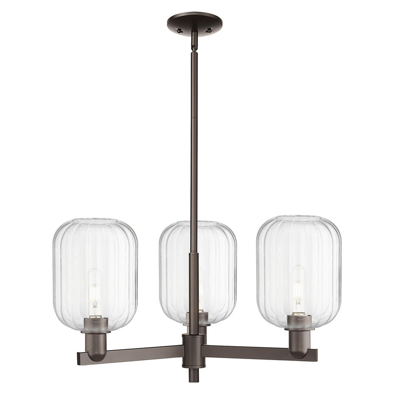 Innovations Preston Cylinder 28.5in 3-Light Pendant | Industrial Oil Rubbed Bronze Steel and Clear Glass | Kitchen Island & | Model 716-3CR-OB-G460-7CL