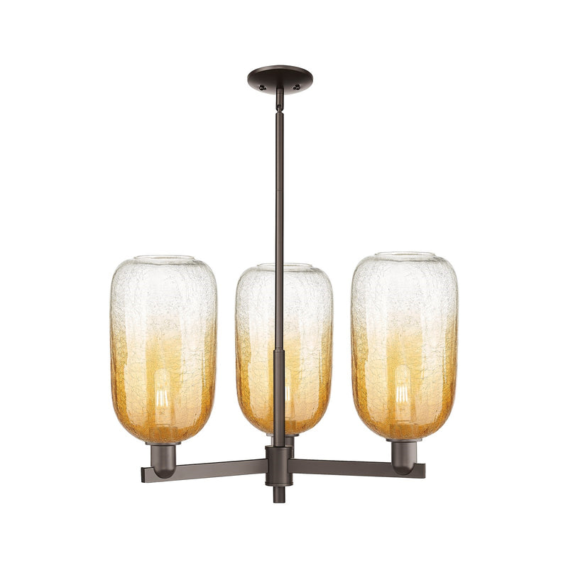 Innovations Brookhaven Cloche 28.75in 3-Light Pendant | Industrial Oil Rubbed Bronze Steel and Amber Glass | Kitchen Island & | Model 716-3CR-OB-G482-7AM