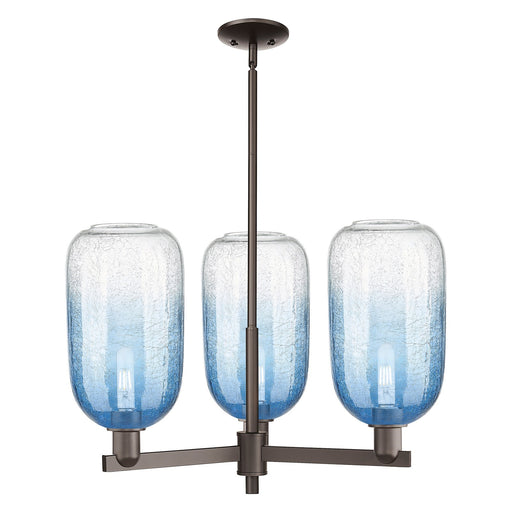 Innovations Brookhaven Cloche 28.75in 3-Light Pendant | Industrial Oil Rubbed Bronze Steel and Sapphire Blue Glass | Kitchen | Model 716-3CR-OB-G482-7SB
