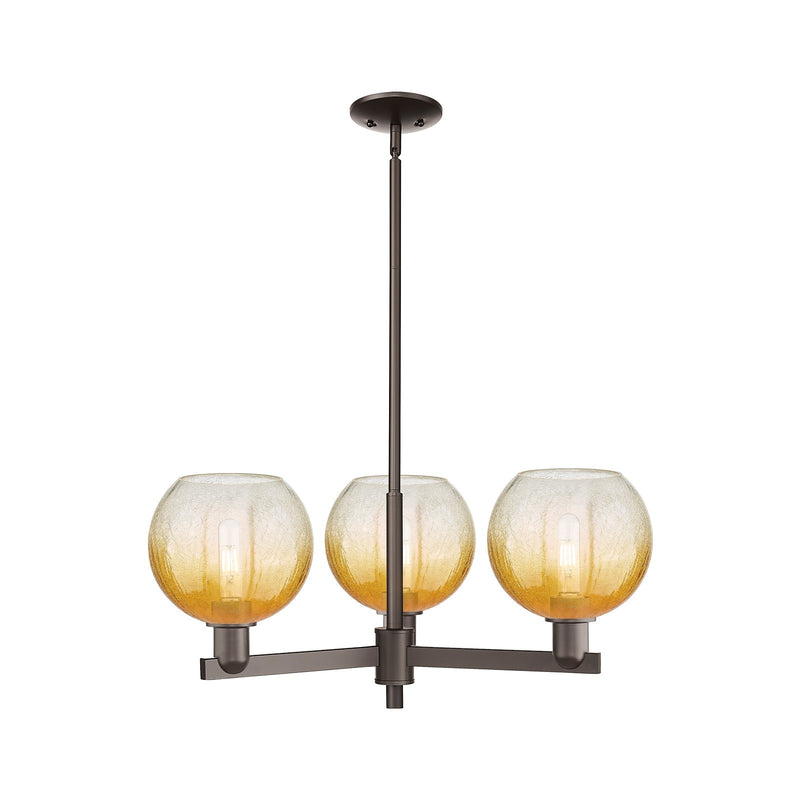Innovations Brookhaven Globe 30in 3-Light Pendant | Industrial Oil Rubbed Bronze and Amber Glass | Kitchen Island & Dining | Model 716-3CR-OB-G483-8AM