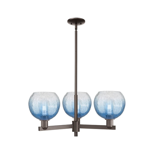 Innovations Brookhaven Globe 30in 3-Light Pendant | Industrial Oil Rubbed Bronze and Sapphire Blue Glass | Kitchen Island & | Model 716-3CR-OB-G483-8SB