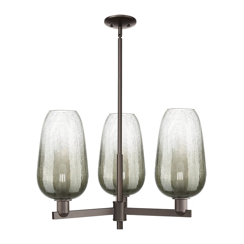 Innovations BH Flute 3Lt 18" Stem Chandelier, BZ/Slate - 716-3CR-OB-G484-7SL