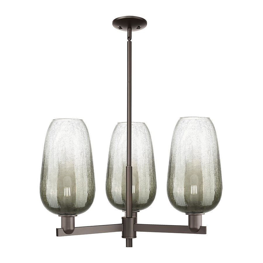 Innovations BH Flute 3Lt 18" Stem Chandelier, BZ/Slate - 716-3CR-OB-G484-7SL
