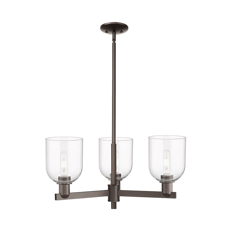 Innovations Bella 27in 3-Light Pendant | Industrial Oil Rubbed Bronze Steel and Clear Glass | Kitchen Island & Dining Room | Model 716-3CR-OB-G558-6CL