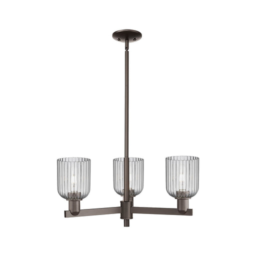 Innovations Bridal Veil 26.75in 3-Light Pendant | Industrial Oil Rubbed Bronze Steel and Light Smoke Ribbed Glass | Kitchen | Model 716-3CR-OB-G559-5SM