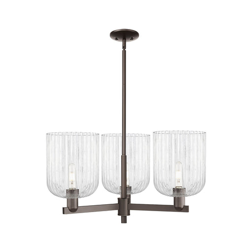 Innovations Bridal Veil 30in 3-Light Pendant | Industrial Oil Rubbed Bronze Steel and Clear Ribbed Glass | Kitchen Island & | Model 716-3CR-OB-G559-8CL