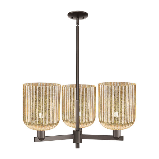 Innovations Bridal Veil 30in 3-Light Pendant | Industrial Oil Rubbed Bronze Steel and Mercury Ribbed Glass | Kitchen Island & | Model 716-3CR-OB-G559-8ME