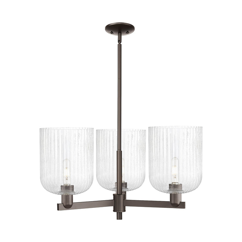 Innovations Bridal Veil 30in 3-Light Pendant | Industrial Oil Rubbed Bronze Steel and Seedy Ribbed Glass | Kitchen Island & | Model 716-3CR-OB-G559-8SDY