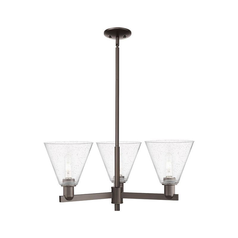 Innovations Berkshire Glass 30in 3-Light Pendant | Industrial Oil Rubbed Bronze Steel and Seedy Glass | Kitchen Island & Dining | Model 716-3CR-OB-GBC-84