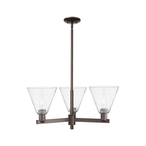 Innovations Berkshire Glass 30in 3-Light Pendant | Industrial Oil Rubbed Bronze Steel and Seedy Glass | Kitchen Island & Dining | Model 716-3CR-OB-GBC-84