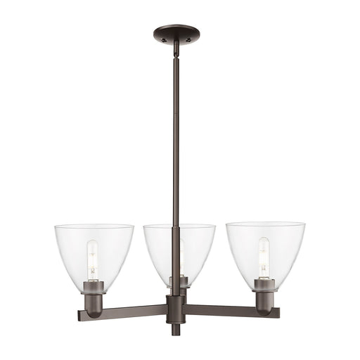 Innovations Bristol 29.25in 3-Light Pendant | Industrial Oil Rubbed Bronze Steel and Clear Glass | Kitchen Island & Dining Room | Model 716-3CR-OB-GBD-752
