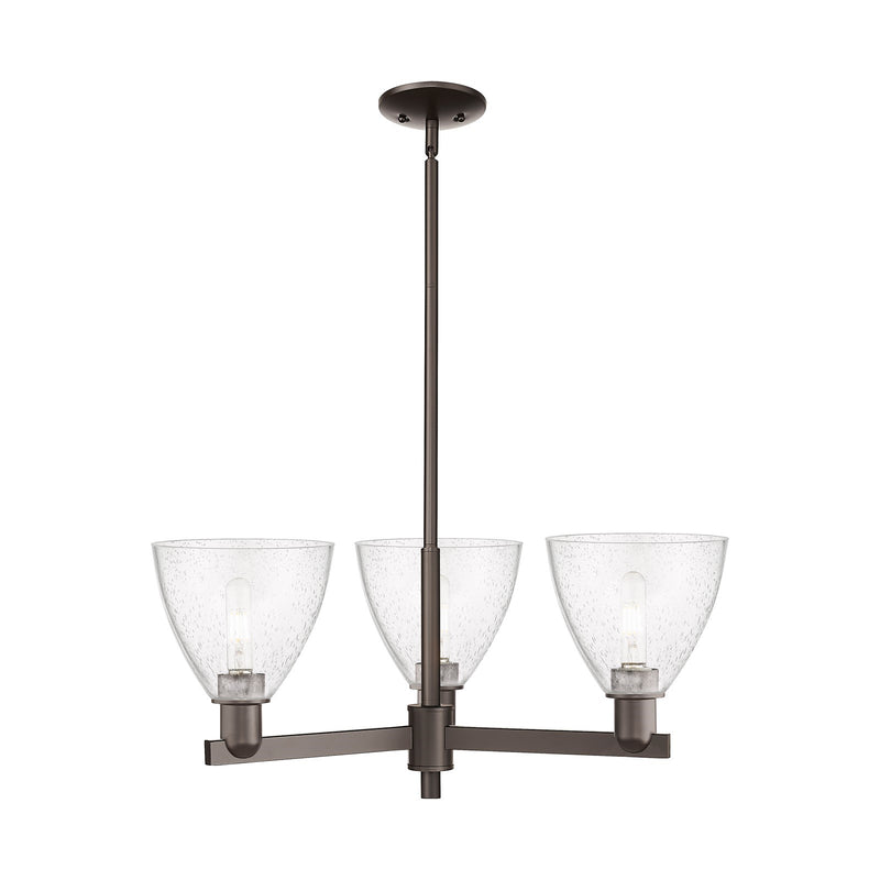 Innovations Bristol 29in 3-Light Pendant | Industrial Oil Rubbed Bronze Steel and Seedy Glass | Kitchen Island & Dining Room | Model 716-3CR-OB-GBD-754