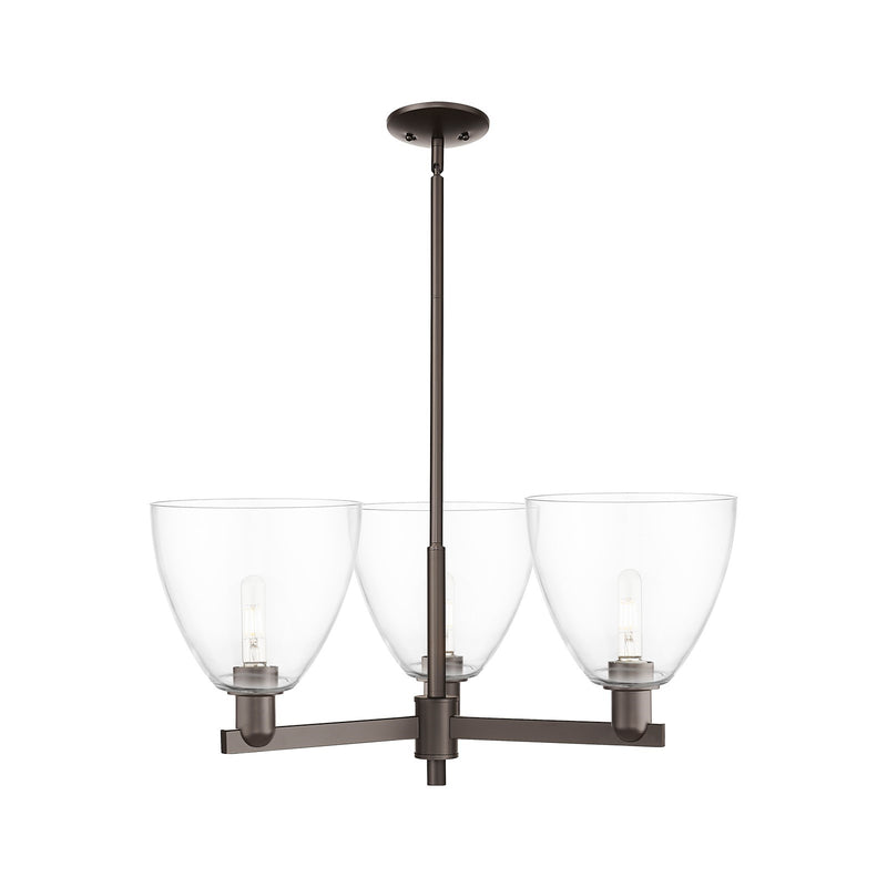 Innovations Bristol 31in 3-Light Pendant | Industrial Oil Rubbed Bronze Steel and Clear Glass | Kitchen Island & Dining Room | Model 716-3CR-OB-GBD-92