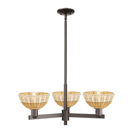 Innovations Natural Ballston Dome 29in 3-Light Pendant | Farmhouse Oil Rubbed Bronze Steel and Natural Fiber Dome Shade | Model 716-3CR-OB-NBD2-75-NAT