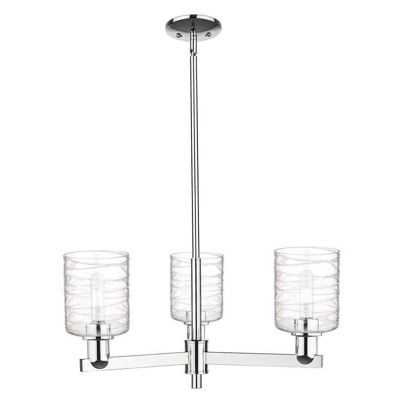 Innovations Cobbleskill 27in 3-Light Pendant | Industrial Polished Chrome Steel and Deco Swirl Clear Glass | Kitchen Island & | Model 716-3CR-PC-G1113