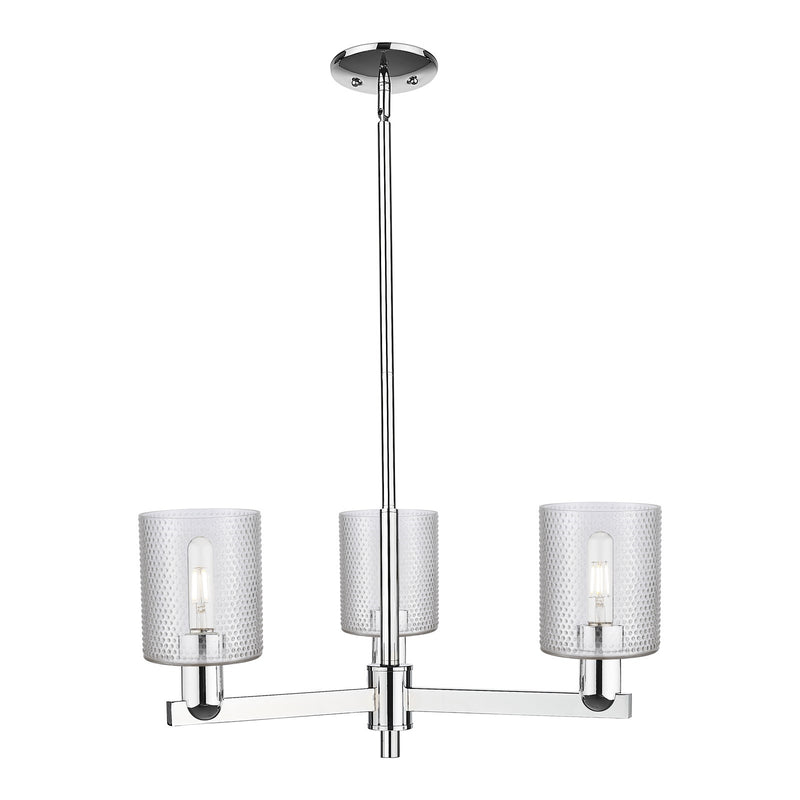 Innovations Cobbleskill 27in 3-Light Pendant | Industrial Polished Chrome Steel and Clear Glass | Kitchen Island & Dining Room | Model 716-3CR-PC-G112