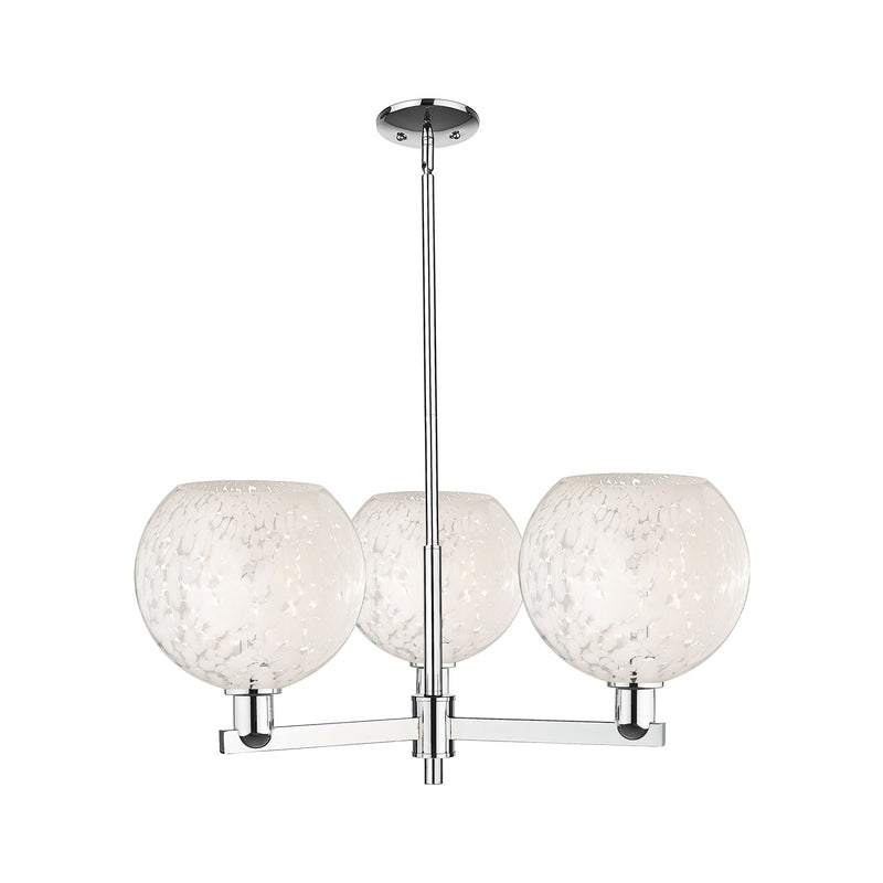 Innovations Lighting White Mouchette 32in 3-Light Pendant | Industrial Polished Chrome Steel and White Glass | Kitchen | Model 716-3CR-PC-G1216-10WM