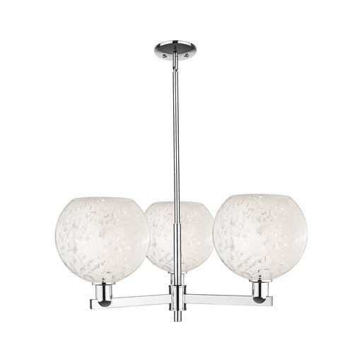 Innovations Lighting White Mouchette 32in 3-Light Pendant | Industrial Polished Chrome Steel and White Glass | Kitchen | Model 716-3CR-PC-G1216-10WM