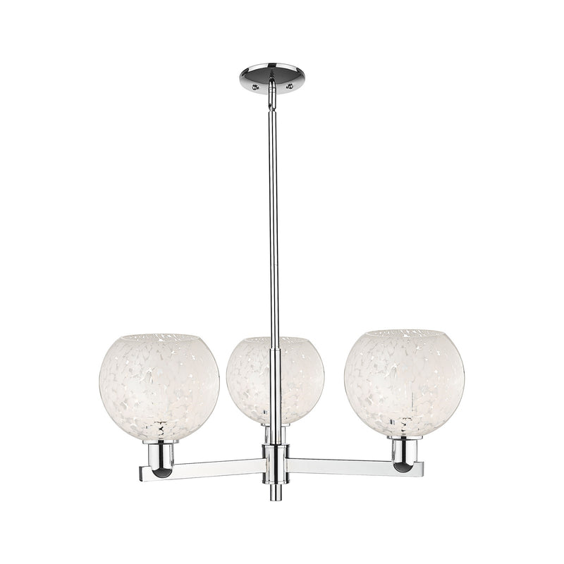 Innovations Lighting Arcadia 30in 3-Light Pendant | Industrial Modern Polished Chrome and White Mouchette Glass | Kitchen | Model 716-3CR-PC-G1216-8WM