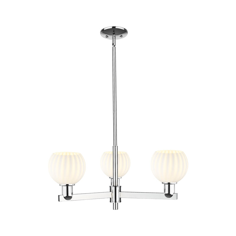 Innovations Lighting Arcadia 28in 3-Light Pendant | Industrial Polished Chrome Steel and White Venetian Glass | Kitchen | Model 716-3CR-PC-G1217-6WV