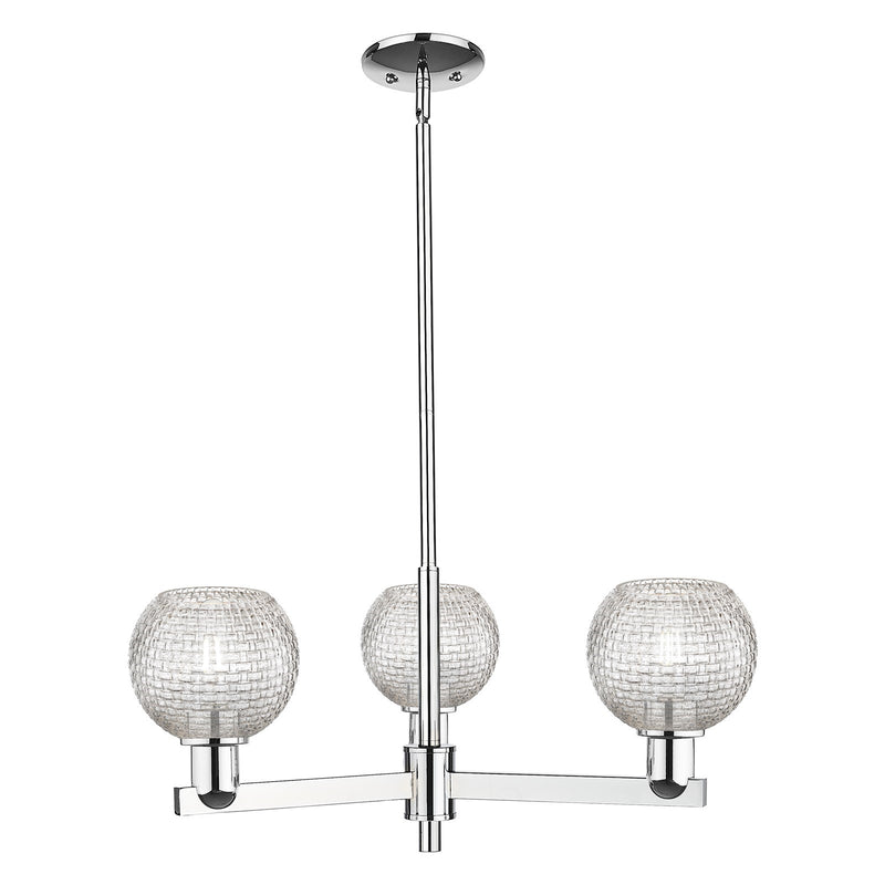 Innovations Athens 28in 3-Light Pendant | Industrial Polished Chrome and Clear Basket Weave Glass | Kitchen Island & Dining | Model 716-3CR-PC-G122C-6CL