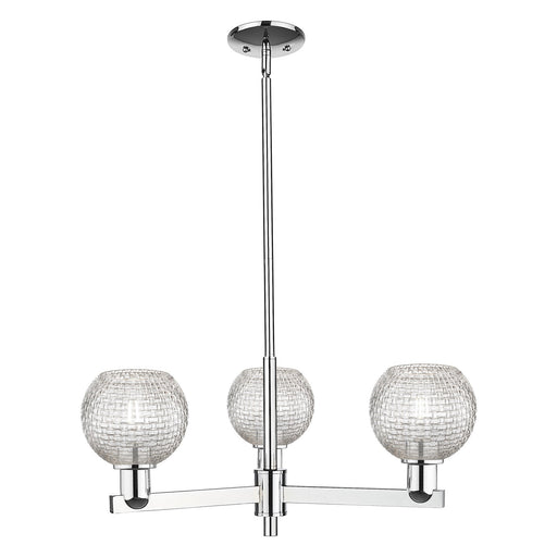 Innovations Athens 28in 3-Light Pendant | Industrial Polished Chrome and Clear Basket Weave Glass | Kitchen Island & Dining | Model 716-3CR-PC-G122C-6CL