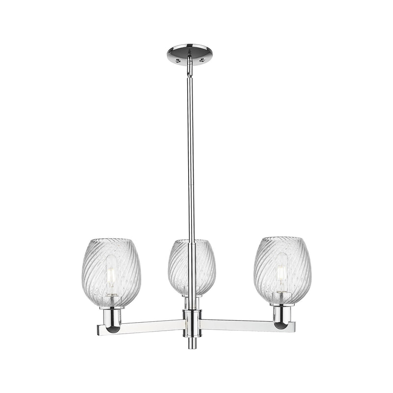 Innovations Salina 28in 3-Light Pendant | Industrial Polished Chrome Steel and Clear Spiral Fluted Glass | Kitchen Island & Dining | Model 716-3CR-PC-G292
