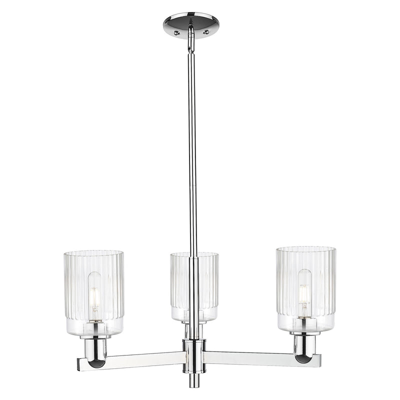 Innovations Hadley 26in 3-Light Pendant | Industrial Polished Chrome Steel and Clear Ribbed Glass | Kitchen Island & Dining Room | Model 716-3CR-PC-G342