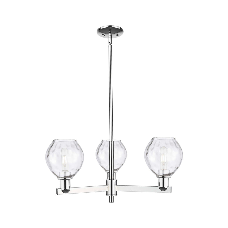 Innovations Waverly 28in 3-Light Pendant | Industrial Polished Chrome Steel and Clear Water Glass | Kitchen Island & Dining Room | Model 716-3CR-PC-G362