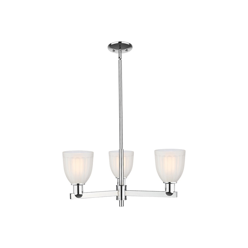 Innovations Brookfield 28in 3-Light Pendant | Industrial Polished Chrome Steel and White Frosted Ribbed Glass | Kitchen Island & | Model 716-3CR-PC-G441