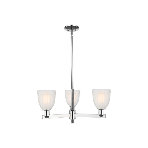 Innovations Brookfield 28in 3-Light Pendant | Industrial Polished Chrome Steel and White Frosted Ribbed Glass | Kitchen Island & | Model 716-3CR-PC-G441