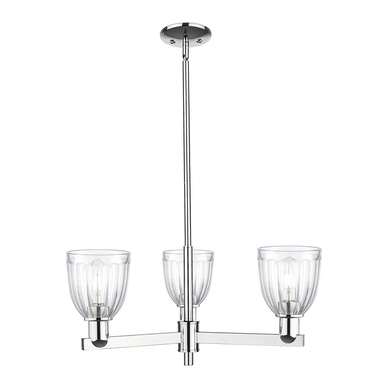 Innovations Brookfield 28in 3-Light Pendant | Industrial Polished Chrome Steel and Clear Ribbed Glass | Kitchen Island & Dining | Model 716-3CR-PC-G442