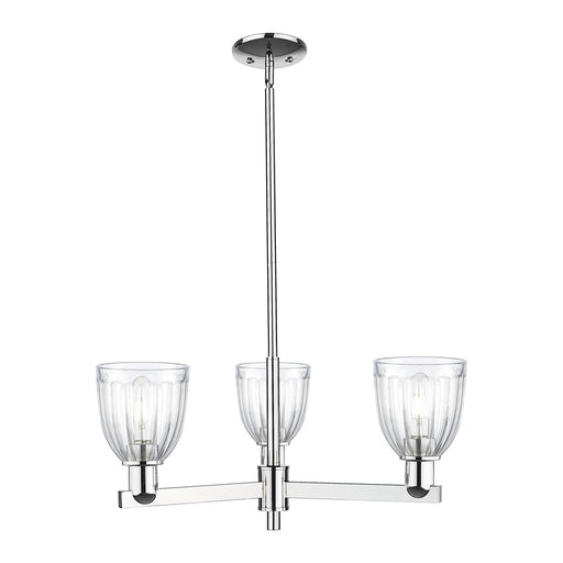 Innovations Brookfield 28in 3-Light Pendant | Industrial Polished Chrome Steel and Clear Ribbed Glass | Kitchen Island & Dining | Model 716-3CR-PC-G442