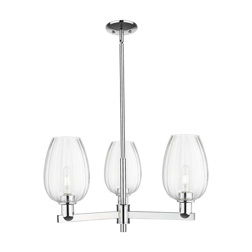Innovations Preston 3Lt 18" Flute Stem Chandelier, CH/CL - 716-3CR-PC-G457-6CL